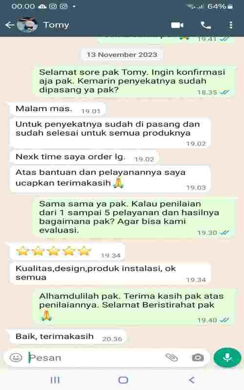 Testimonial Mr. Tomy jasa pembuatan kitchen set