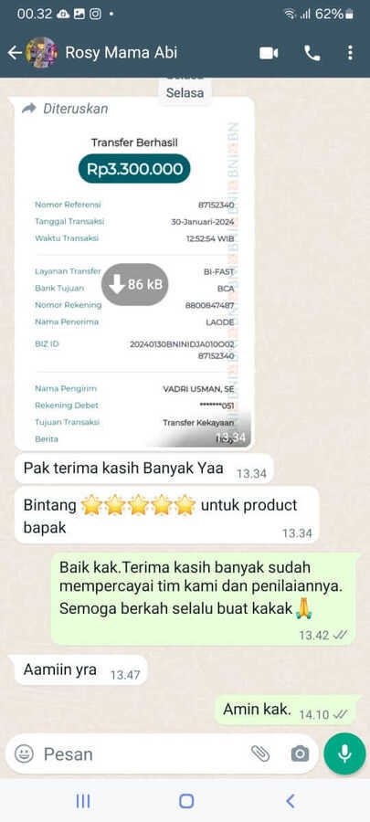 Testimonial Mrs. Rossy Jasa Pembuatan Kitchen Set